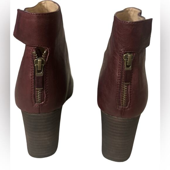 Eileen Fisher Harris Burgandy Leather Ankle Boots 7.5 - Picture 4 of 8